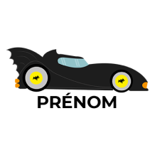 Batmobile Version 2, un design ludique pour égayer les accessoires de votre bébé sur bebe-prenom.com.