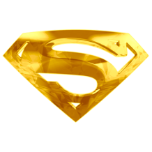 Logo Superman doré Version 2, parfait pour les accessoires de bébé sur bebe-prenom.com. Ajoutez une touche héroïque à vos articl
