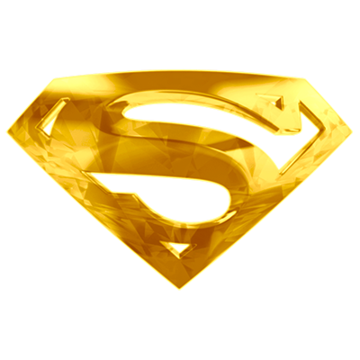 Logo Superman doré Version 2, parfait pour les accessoires de bébé sur bebe-prenom.com. Ajoutez une touche héroïque à vos articl