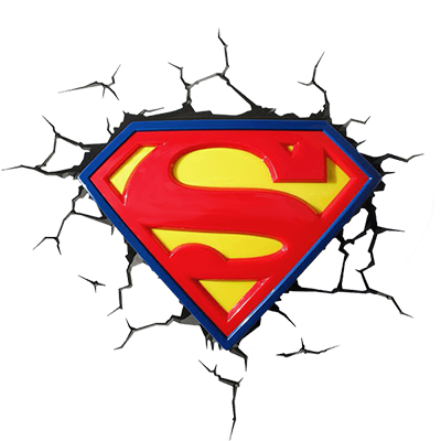 Logo Superman casse le mur, une touche héroïque pour les accessoires de bébé. Découvrez notre sélection sur bebe-prenom.com.