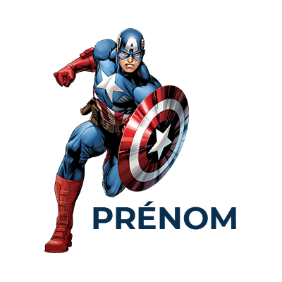 Bodys et accessoires pour bébés au motif Captain America, parfaits pour les petits super-héros. Disponible sur bebe-prenom.com.