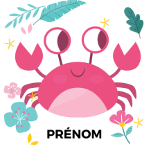 Crabe coloré pour éveiller votre bébé, idéal pour compléter son univers avec douceur. Découvrez-le sur bebe-prenom.com.