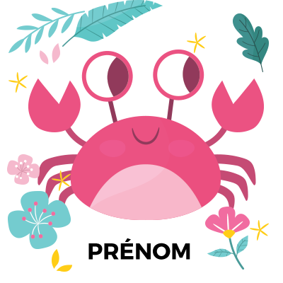 Crabe coloré pour éveiller votre bébé, idéal pour compléter son univers avec douceur. Découvrez-le sur bebe-prenom.com.