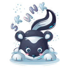 Animaux rigolos Skunk, le compagnon idéal pour les tétines et accessoires de bébé sur bebe-prenom.com.