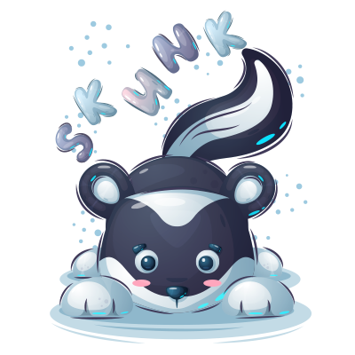 Animaux rigolos Skunk, le compagnon idéal pour les tétines et accessoires de bébé sur bebe-prenom.com.