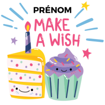Illustration joyeuse pour le produit Make a wish, parfait pour personnaliser les articles de bébé sur bebe-prenom.com.