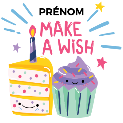 Illustration joyeuse pour le produit Make a wish, parfait pour personnaliser les articles de bébé sur bebe-prenom.com.