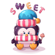 Animaux rigolos Sweet : un adorable pingouin pour égayer les accessoires de bébé. Idéal pour les tétines et bavoirs !