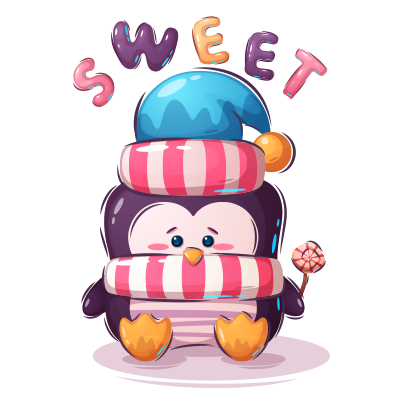 Animaux rigolos Sweet : un adorable pingouin pour égayer les accessoires de bébé. Idéal pour les tétines et bavoirs !
