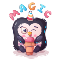 Animaux rigolos Magic : un adorable pingouin pour égayer les accessoires de bébé, disponible sur bebe-prenom.com.