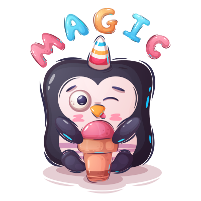 Animaux rigolos Magic : un adorable pingouin pour égayer les accessoires de bébé, disponible sur bebe-prenom.com.