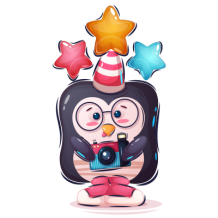Joli appareil photo Pinguin pour capturer les moments tendres de bébé. Idéal pour tous les amateurs de souvenirs adorables.