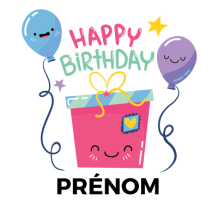 Un design joyeux \"Happy birthday style 4\" parfait pour les articles de fête pour bébé sur bebe-prenom.com.