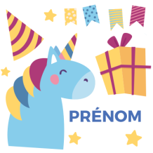 Licorne anniversaire, un produit magique pour célébrer les petits moments festifs de votre bébé sur bebe-prenom.com.