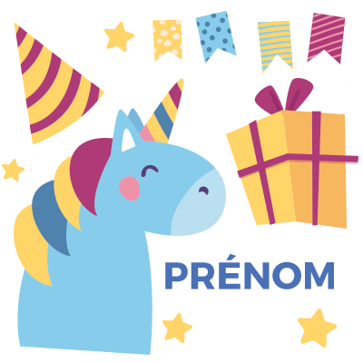 Licorne anniversaire, un produit magique pour célébrer les petits moments festifs de votre bébé sur bebe-prenom.com.