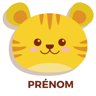 Tigre style 3, un accessoire adorable pour bébé, parfait pour compléter les look doudou. Disponible sur bebe-prenom.com.