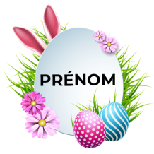 Oeuf de Pâques Motif-8, parfait pour personnaliser les accessoires de votre bébé. Disponibilité sur bebe-prenom.com.