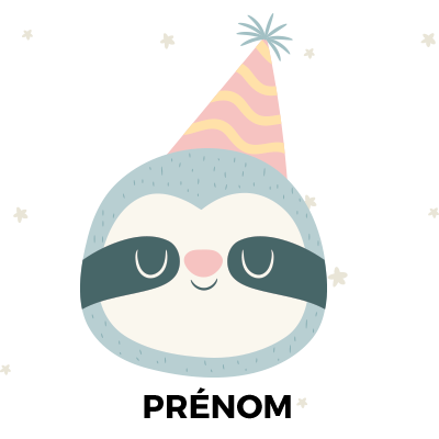 Paresseux anniversaire, un doux compagnon pour célébrer les moments précieux de votre bébé sur bebe-prenom.com.