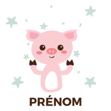 Cochon en peluche mignon pour éveiller votre bébé avec douceur et tendresse sur bebe-prenom.com.