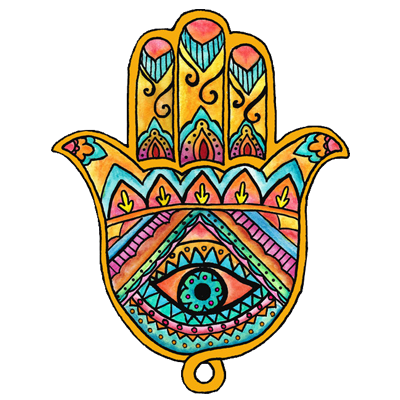 Khamsa mauvais œil en couleur, protection symbolique pour bébés, idéale pour accessoires et vêtements. Disponible sur bebe-preno