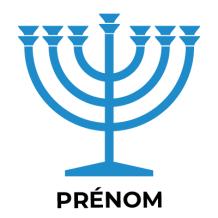 Menorah bleue pour bébé, symbole de lumière et de tradition. Idéal pour décorer des accessoires sur bebe-prenom.com.