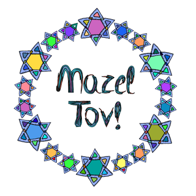 Mazel Tov Motif-1, un joli design pour personnaliser les accessoires de votre bébé. Idéal pour une touche festive!