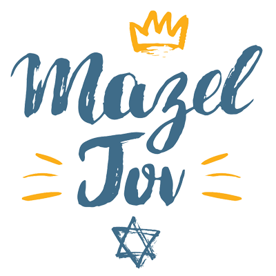 Logo \"Mazel Tov\" en version hébraïque pour célébrer les moments spéciaux de votre bébé. Idéal pour produits variés.
