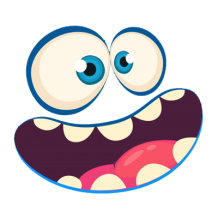 Visage amusant de monstre Cartoon Motif-1, idéal pour des articles bébé ludiques sur bebe-prenom.com.