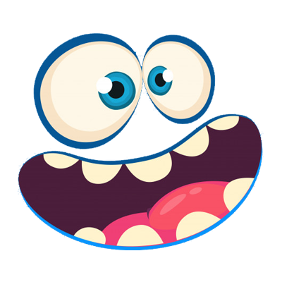 Visage amusant de monstre Cartoon Motif-1, idéal pour des articles bébé ludiques sur bebe-prenom.com.