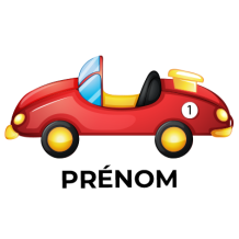 Jouet voiture de sport colorée, idéal pour amuser votre bébé pendant les moments de jeu. Disponible sur bebe-prenom.com
