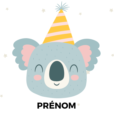 Koala Anniversaire, idéal pour célébrer les moments précieux de bébé avec style et douceur. Disponible sur bebe-prenom.com.