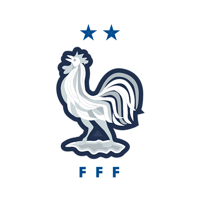 Logo de l\'équipe de France de football, idéal pour les articles bébé comme bodys, bavoirs et plus sur bebe-prenom.com.