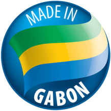 Logo \"Made in GABON\" pour des articles pour bébé de qualité, disponibles sur bebe-prenom.com.