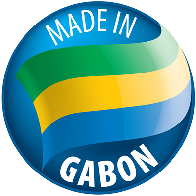 Logo \"Made in GABON\" pour des articles pour bébé de qualité, disponibles sur bebe-prenom.com.
