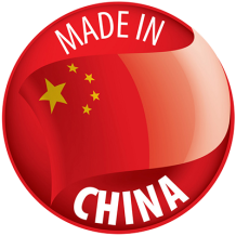 Étiquette indiquant que le produit est fabriqué en Chine, idéal pour les articles pour bébé sur bebe-prenom.com.