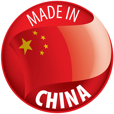 Étiquette indiquant que le produit est fabriqué en Chine, idéal pour les articles pour bébé sur bebe-prenom.com.