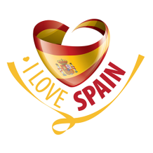 Logo \"I Love Spain\" pour accessoires de bébé, idéal pour personnaliser tétines, bodys et bavoirs. Visitez bebe-prenom.com.