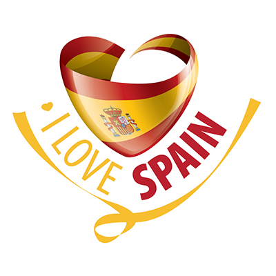 Logo \"I Love Spain\" pour accessoires de bébé, idéal pour personnaliser tétines, bodys et bavoirs. Visitez bebe-prenom.com.