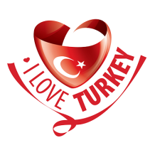 Logo adorable \"I Love Turkey\" pour accessoires bébés, parfait pour tétines, bodys et plus sur bebe-prenom.com.