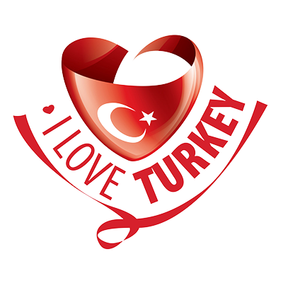 Logo adorable \"I Love Turkey\" pour accessoires bébés, parfait pour tétines, bodys et plus sur bebe-prenom.com.
