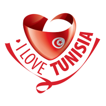 Logo I Love Tunisia, parfait pour les articles de bébé comme les tétines et bavoirs. Disponible sur bebe-prenom.com.